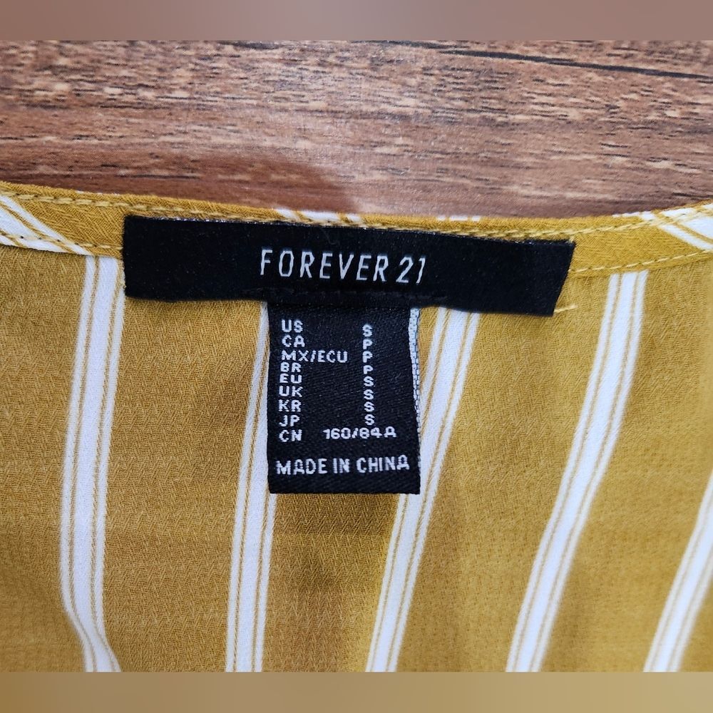 Forever 21 Mustard and White Striped Long Sleeve Dress - Picture 5 of 11